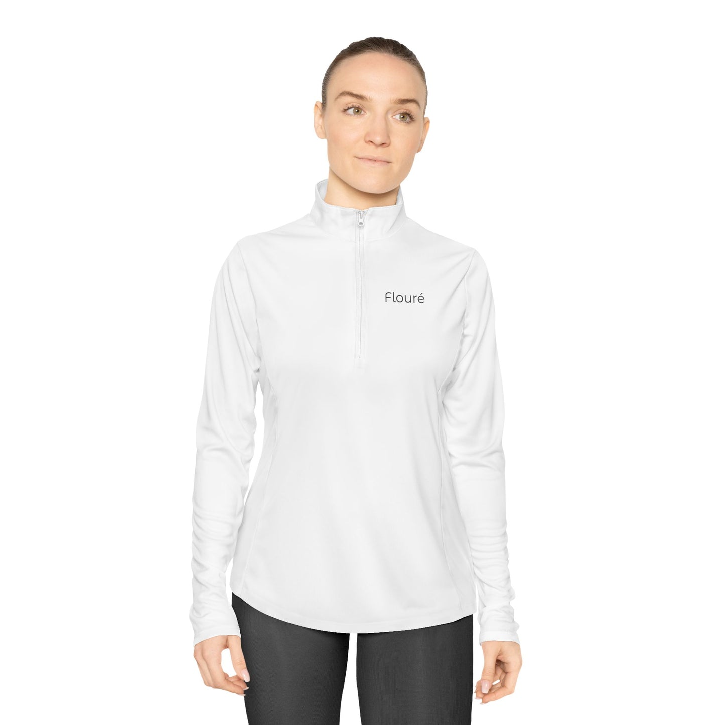 Ladies Quarter-Zip Pullover - White